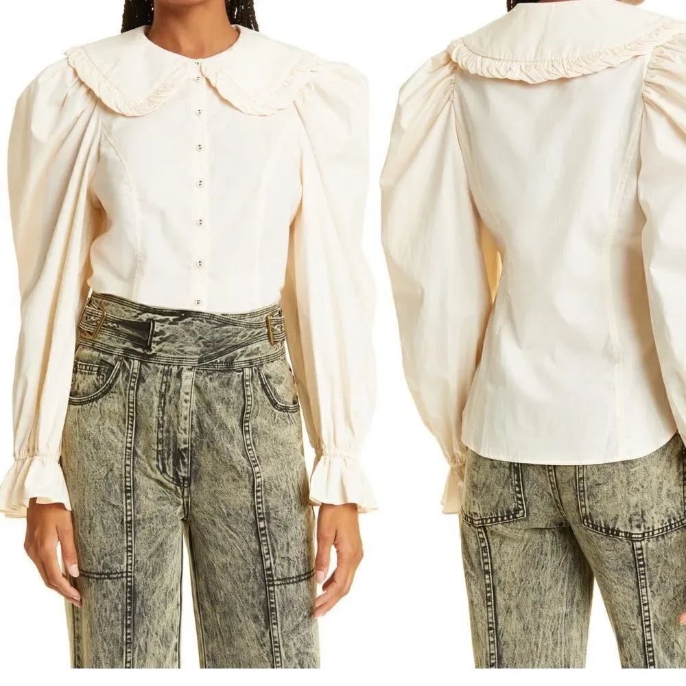 Ulla Johnson Marietta Puff Sleeve Blouse in Dogwood / Off White US 4